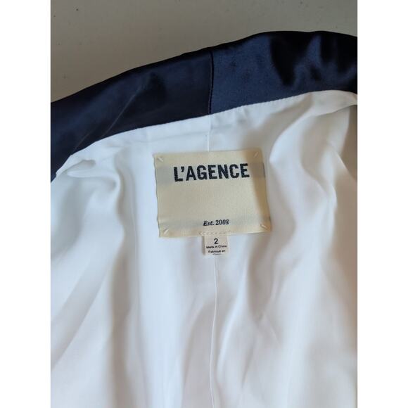 NWD L'AGENCE Single-button Contrast Lapel Smoking Blazer Size 2 White #1K458 - Picture 13 of 13